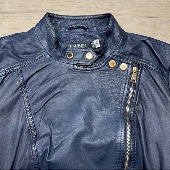 Ralph Lauren Tumbled Leather with Asymmetrical Zip moto jacket. - Picture 2 of 8